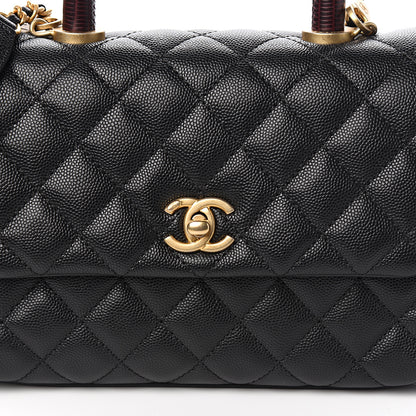 Chanel Caviar Lizard Embossed Quilted Mini Coco Handle Flap Black 9 of 9