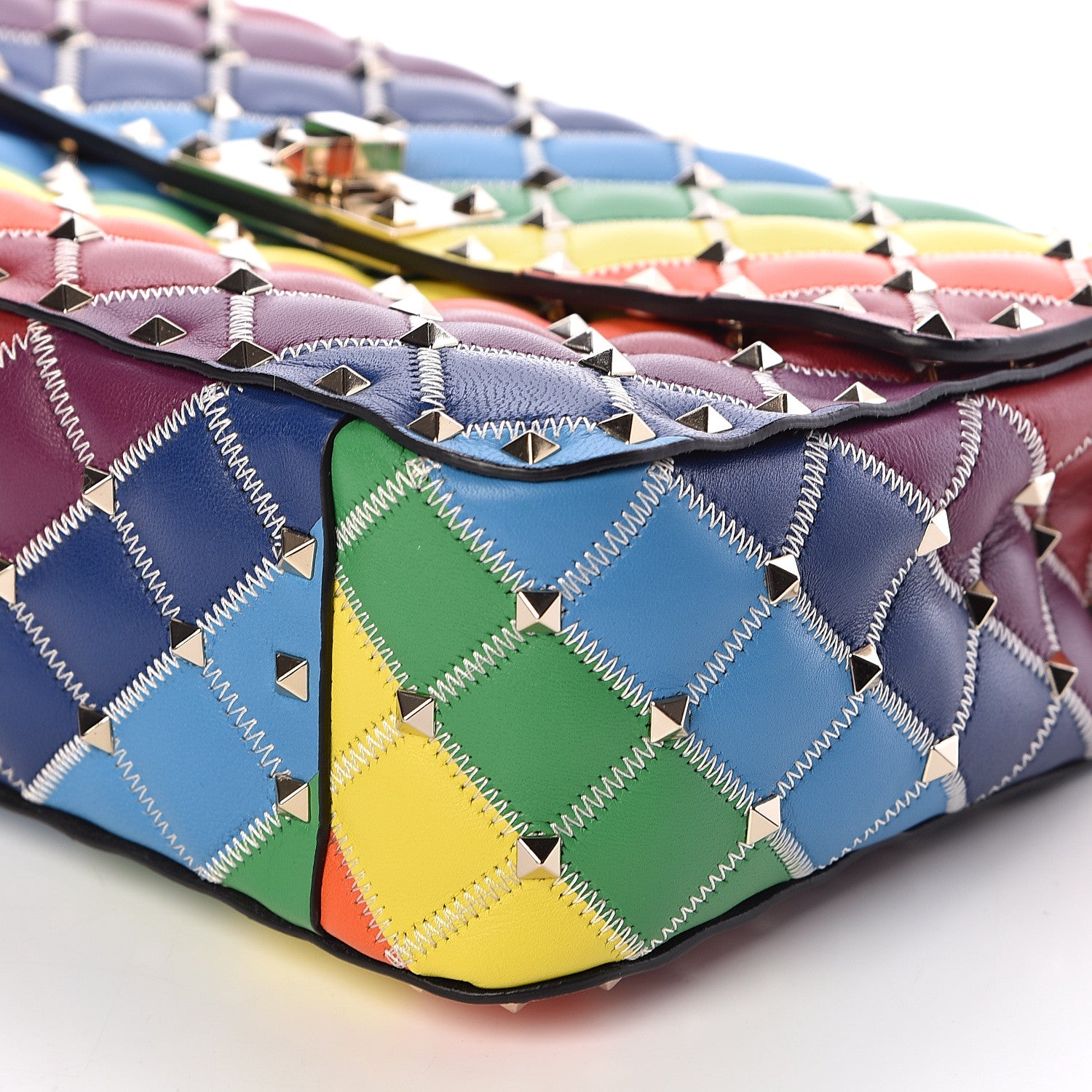 Valentino Garavani Lambskin Medium Rockstud Spike Shoulder Bag Rainbow 9 of 9