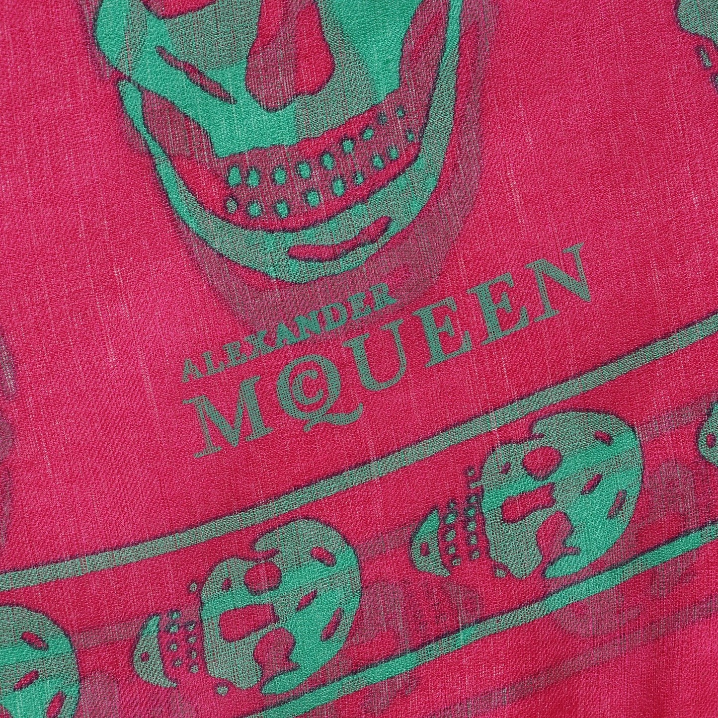 Silk Chiffon Skull Scarf Pink Green