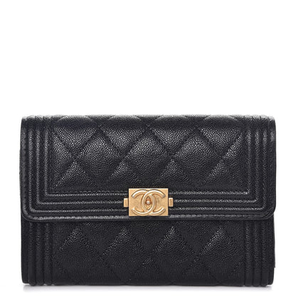 Chanel Caviar Quilted Medium Boy Flap Wallet Black 1 of 8
