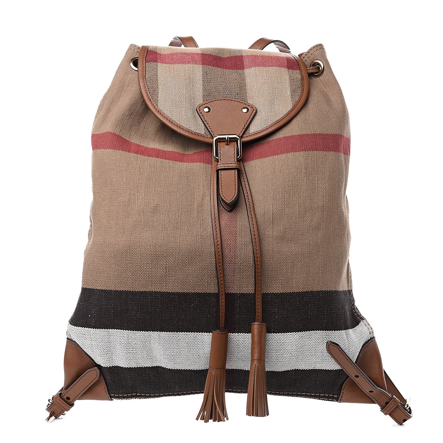 Burberry Overdyed Canvas Mega Check Medium Chiltern Backpack Tan 1 of 8