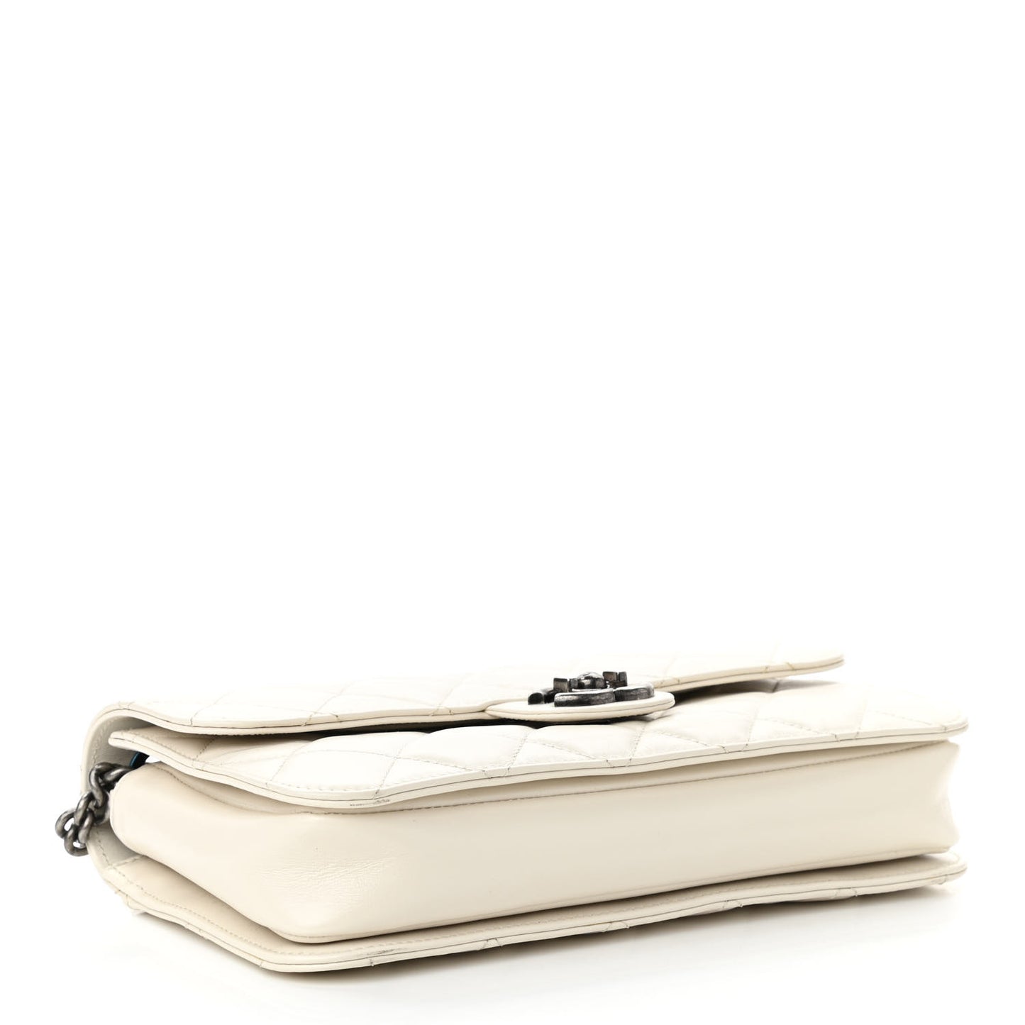 Glazed Calfskin Medium Perfect Edge Flap White