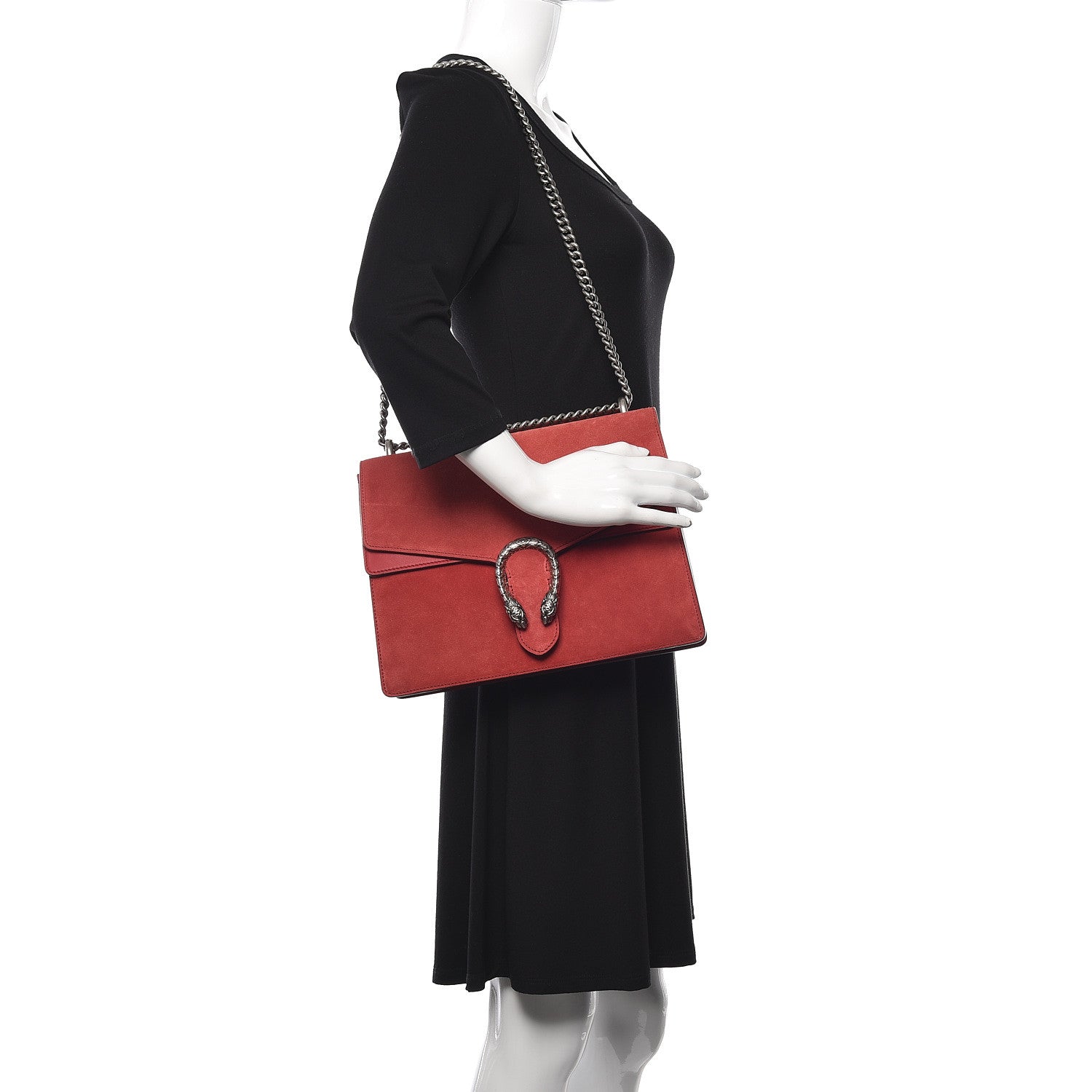 Gucci Suede Vitello Velvet Medium Dionysus Shoulder Bag Vulcanic Red 2 of 11