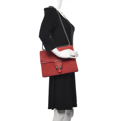 Gucci Suede Vitello Velvet Medium Dionysus Shoulder Bag Vulcanic Red 2 of 11