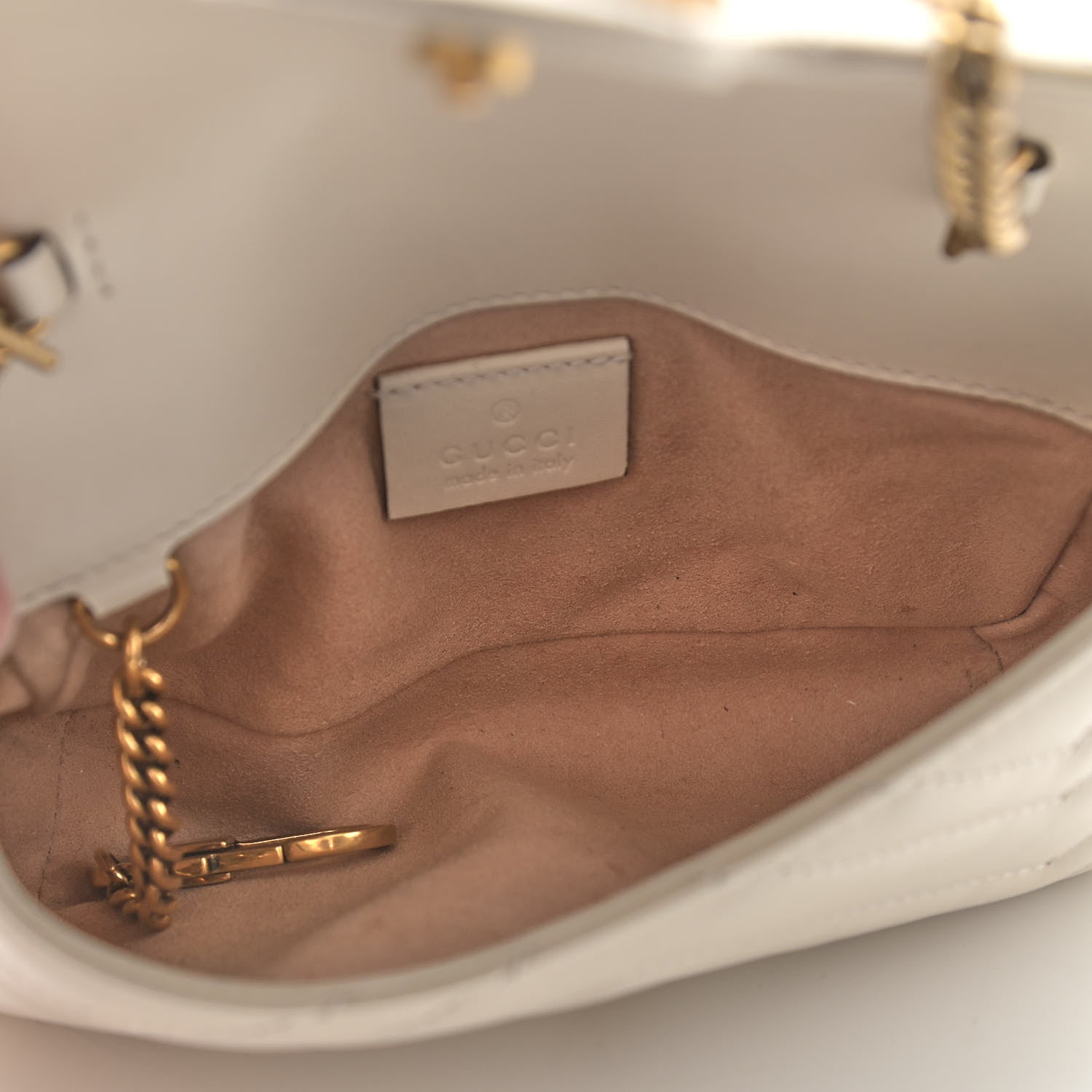 Gucci Calfskin Matelasse Super Mini GG Marmont Shoulder Bag White 5 of 10