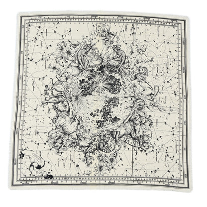 Christian Dior Wool Silk Cashmere Zodiac Shawl White Black 1 of 4