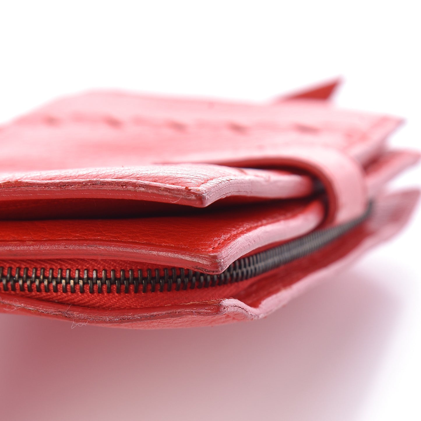 Grained Calfskin Continental Snap Wallet Rosso