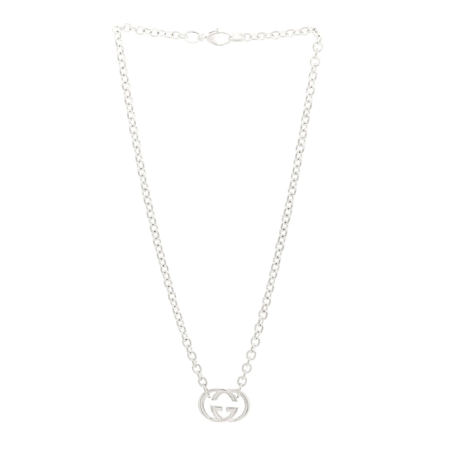 Sterling Silver Britt Interlocking GG Pendant Necklace
