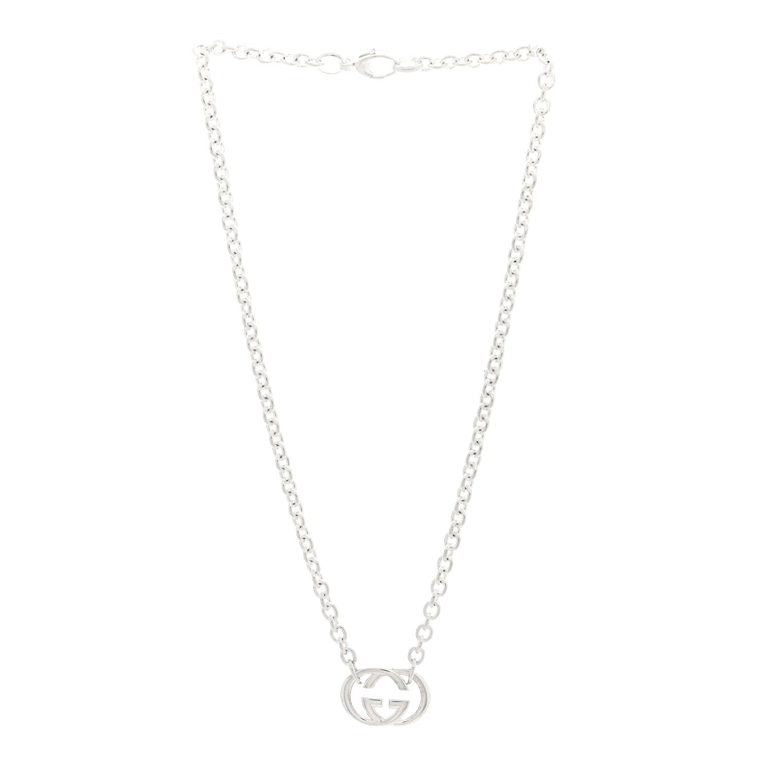 Gucci Sterling Silver Britt Interlocking GG Pendant Necklace 3 of 4