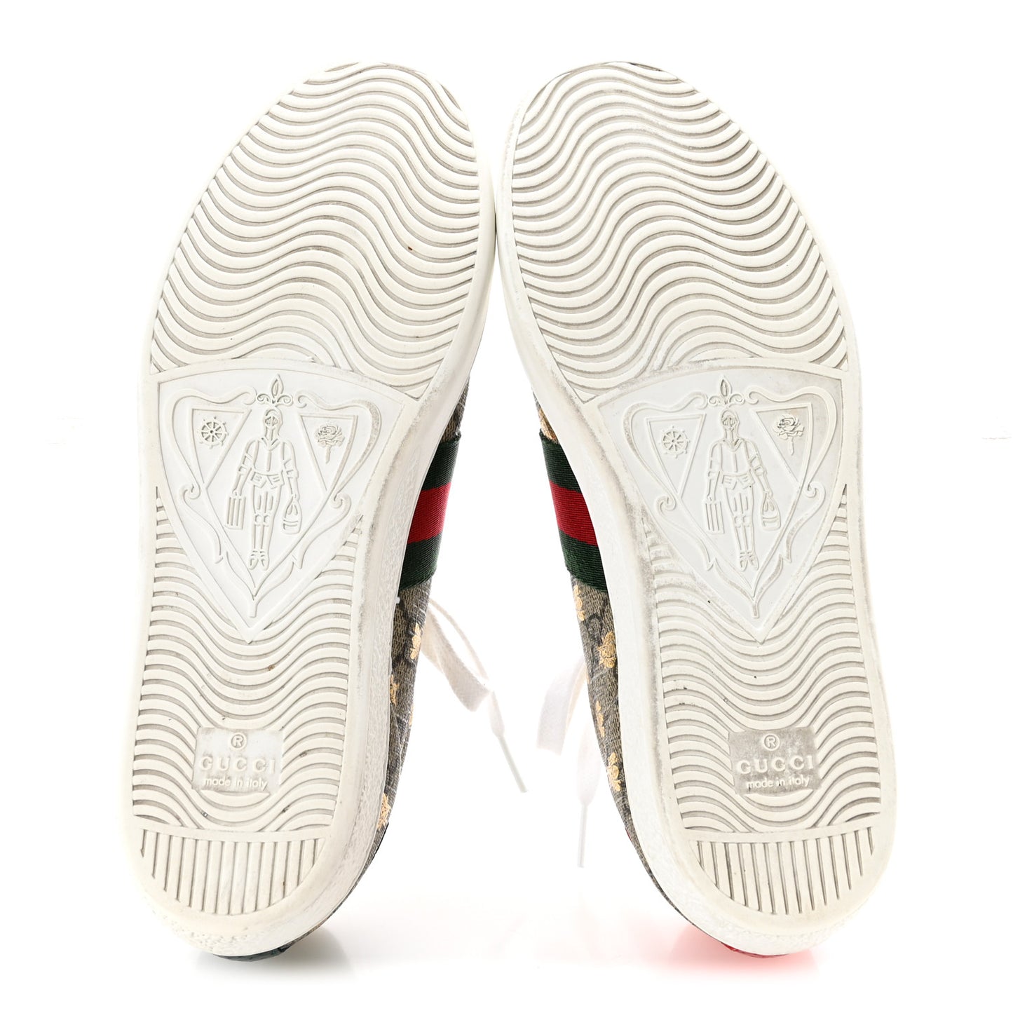 GG Supreme Monogram Bees Ayers Web Womens Ace Sneakers 38 Beige Oro Green Red