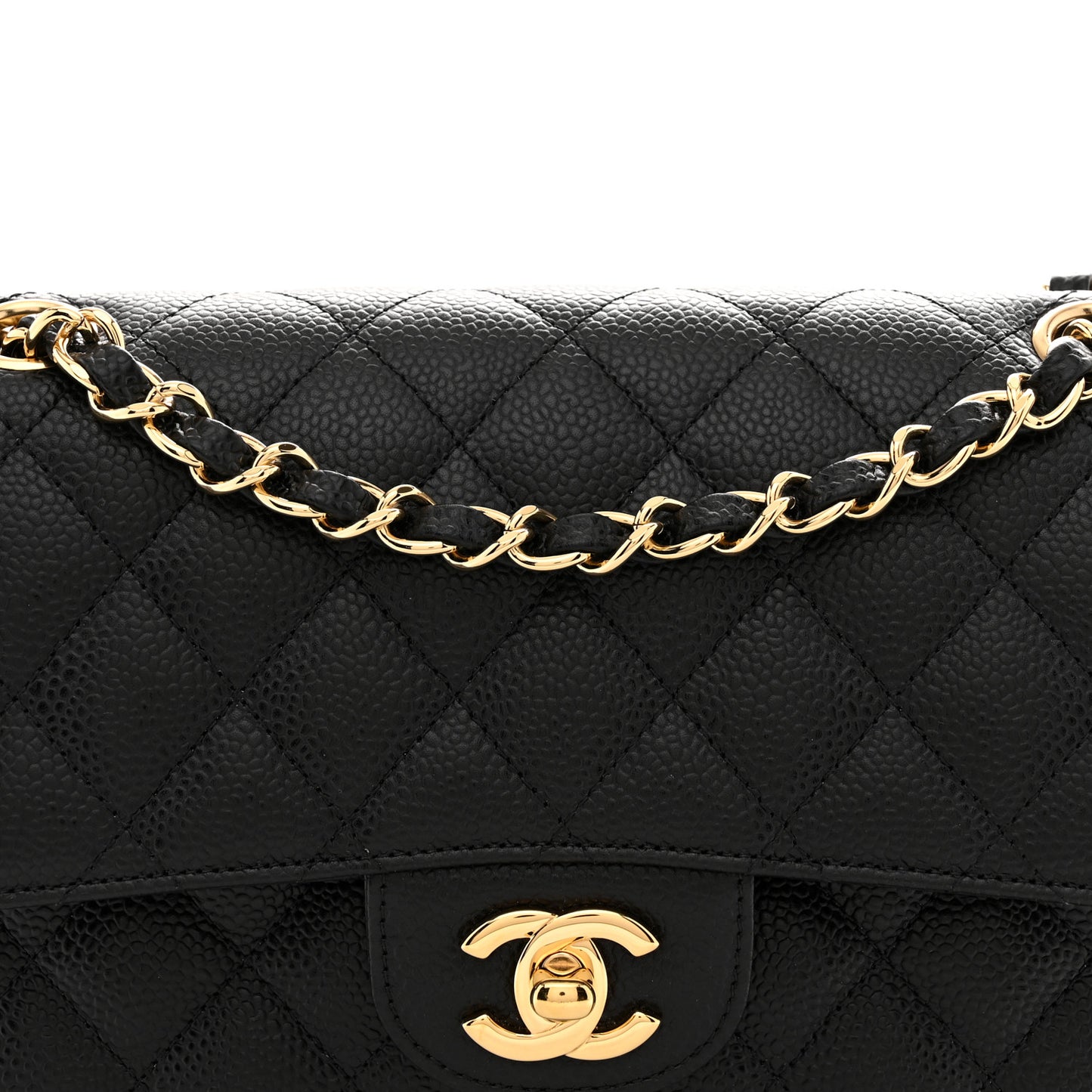 Caviar Quilted Small Double Flap Black
