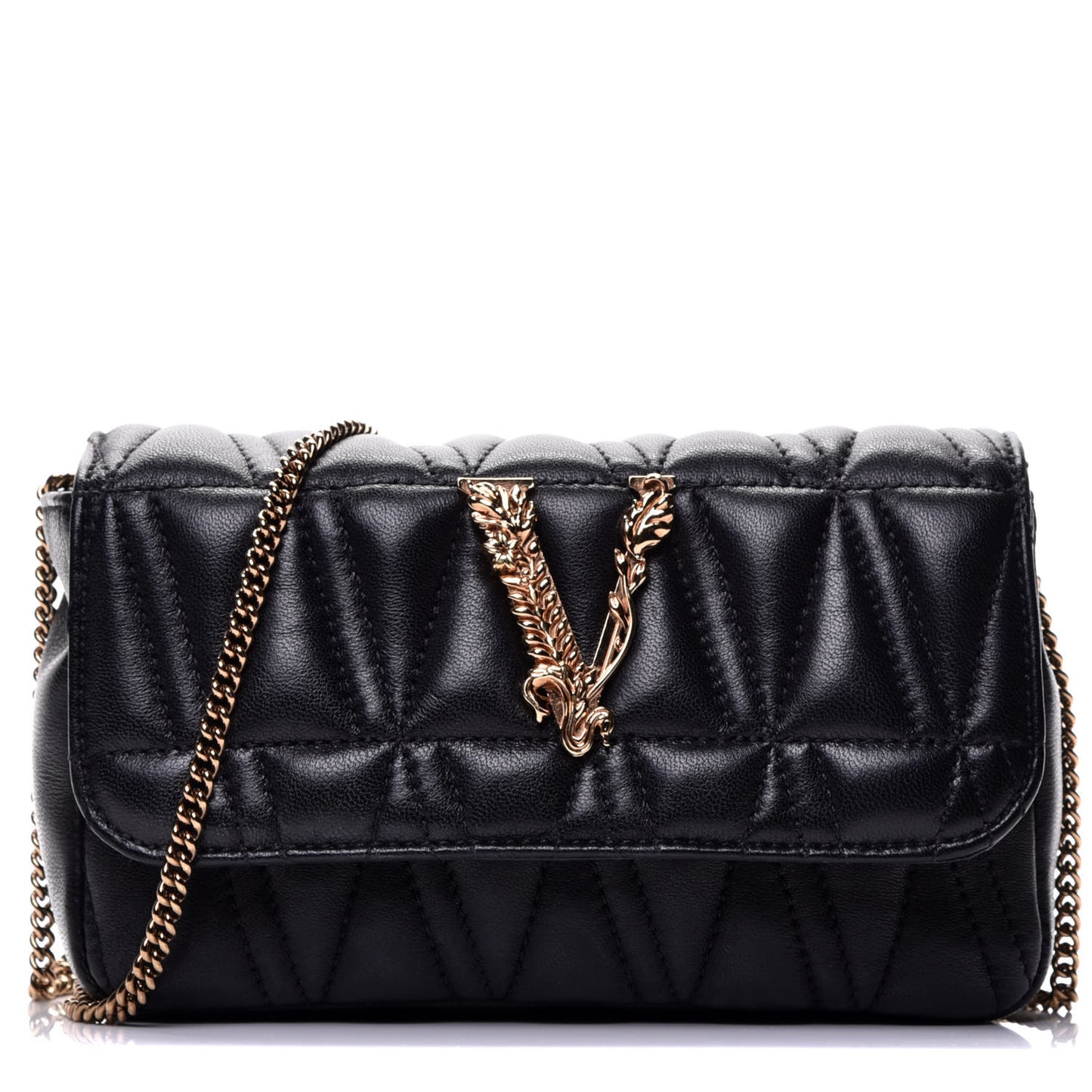 Nappa Quilted Virtus Evening Bag Black