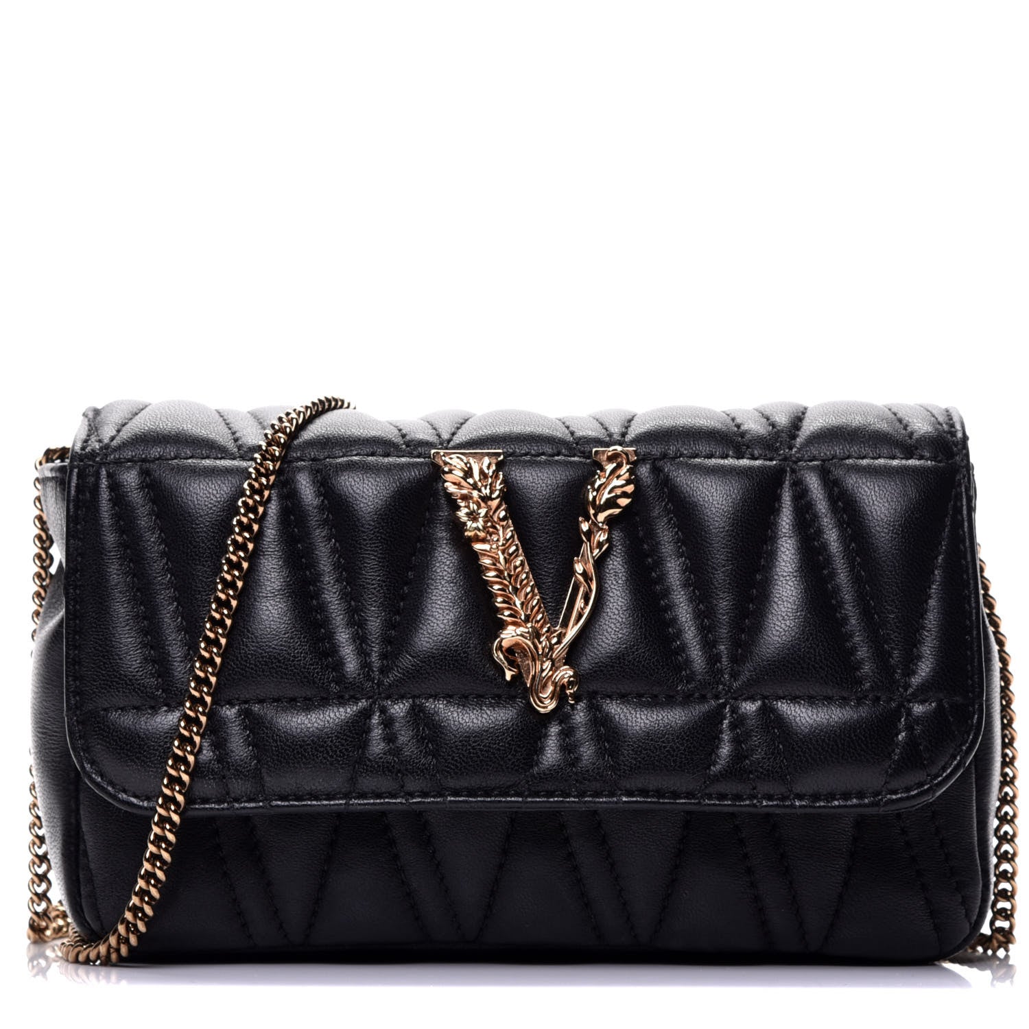 Versace Nappa Quilted Virtus Evening Bag Black 1 of 8