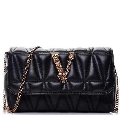 Versace Nappa Quilted Virtus Evening Bag Black 1 of 8