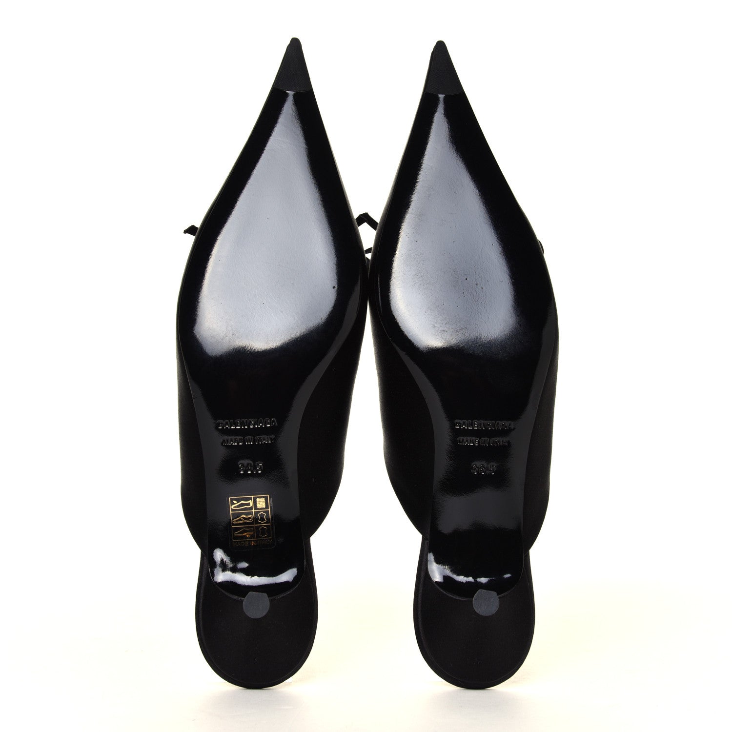 Balenciaga Satin Pointed Toe Knife 40mm Mules 38.5 Black 6 of 7