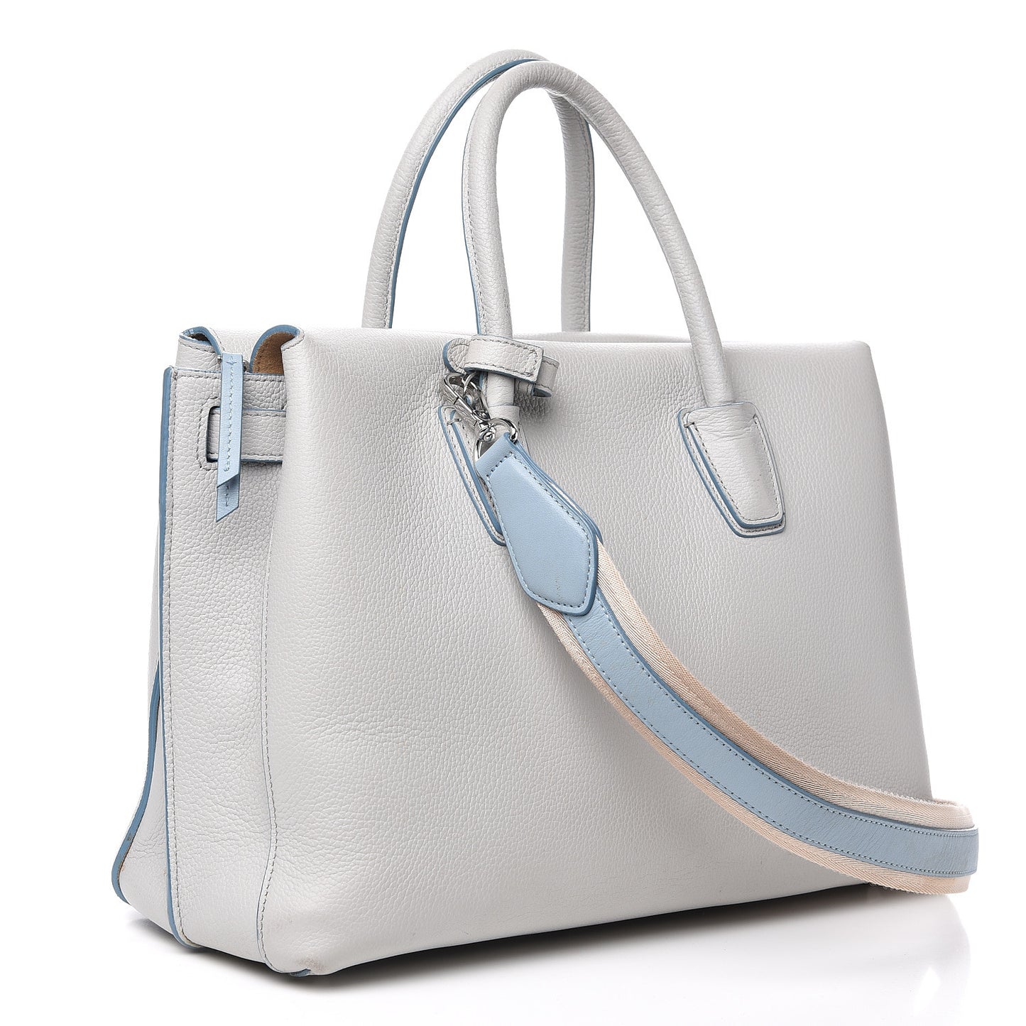 Grained Calfskin Large Milla Tote Whisper Grey