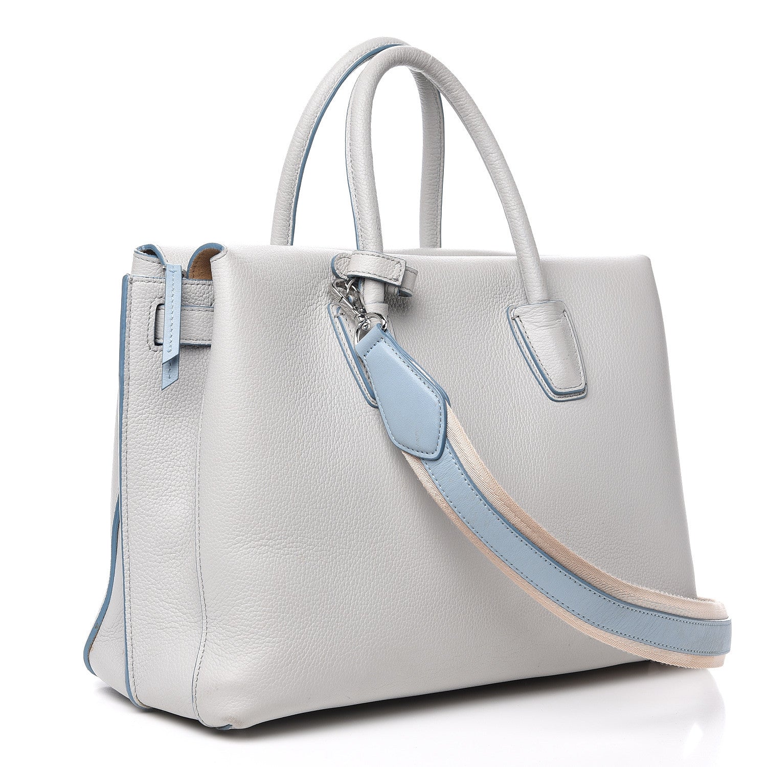 MCM Grained Calfskin Large Milla Tote Whisper Grey 2 of 17