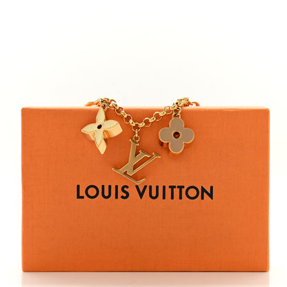 Louis Vuitton Brass Enamel Fleur De Monogram Bag Charm Chain Gold 6 of 6