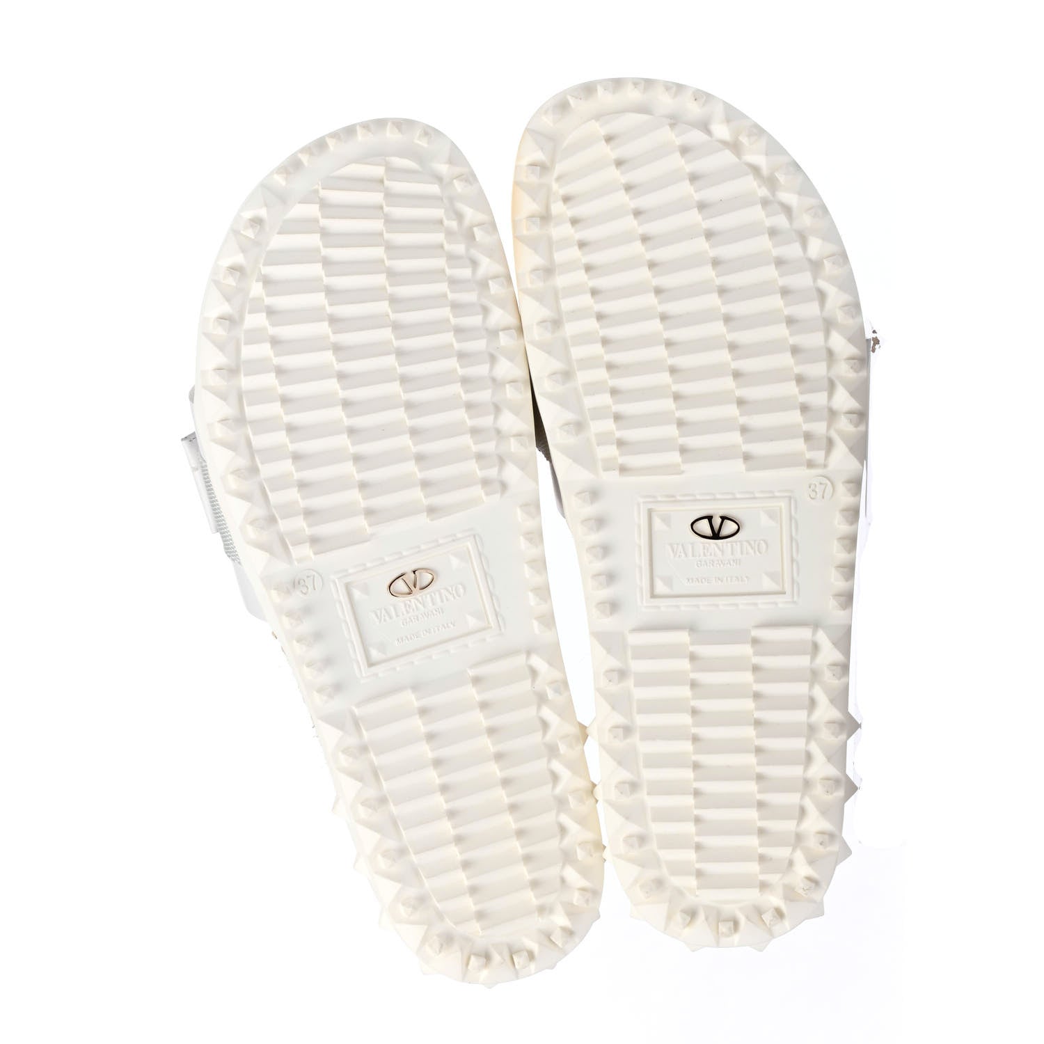 Valentino Garavani Rubber Rockstud Espadrille Flat Slide Sandals 37 White 4 of 4