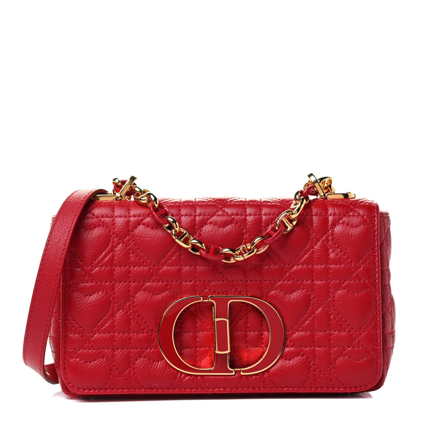 Calfskin Cannage Dioramour Small Caro Bag Bright Red