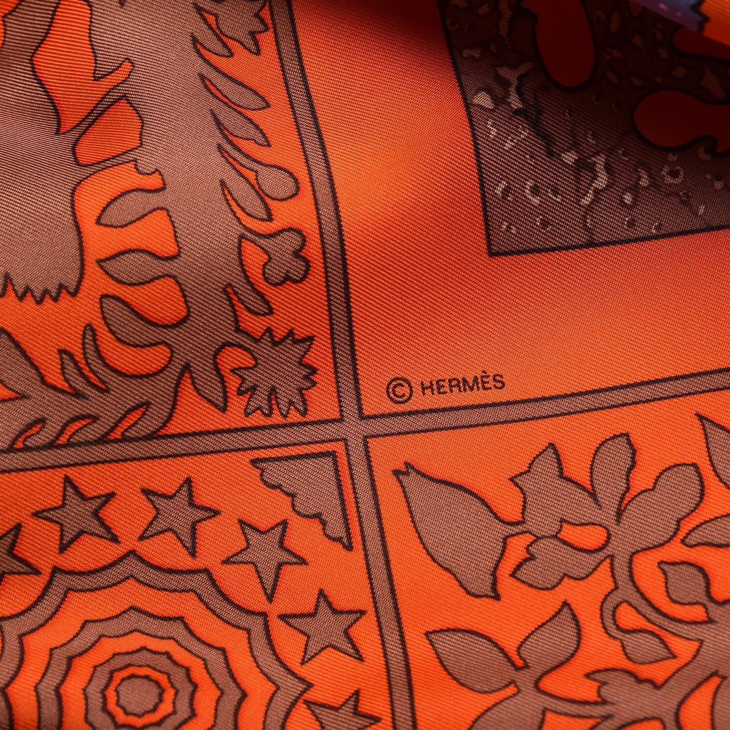 Hermes Silk Early America Scarf 90 Orange Turquoise Havane 6 of 7