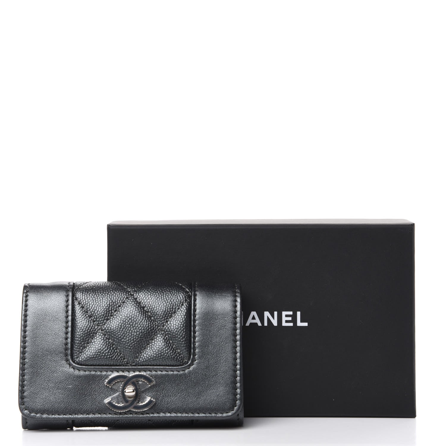 Chanel Caviar Quilted Vintage Mademoiselle Flap Card Holder Black 8 of 8