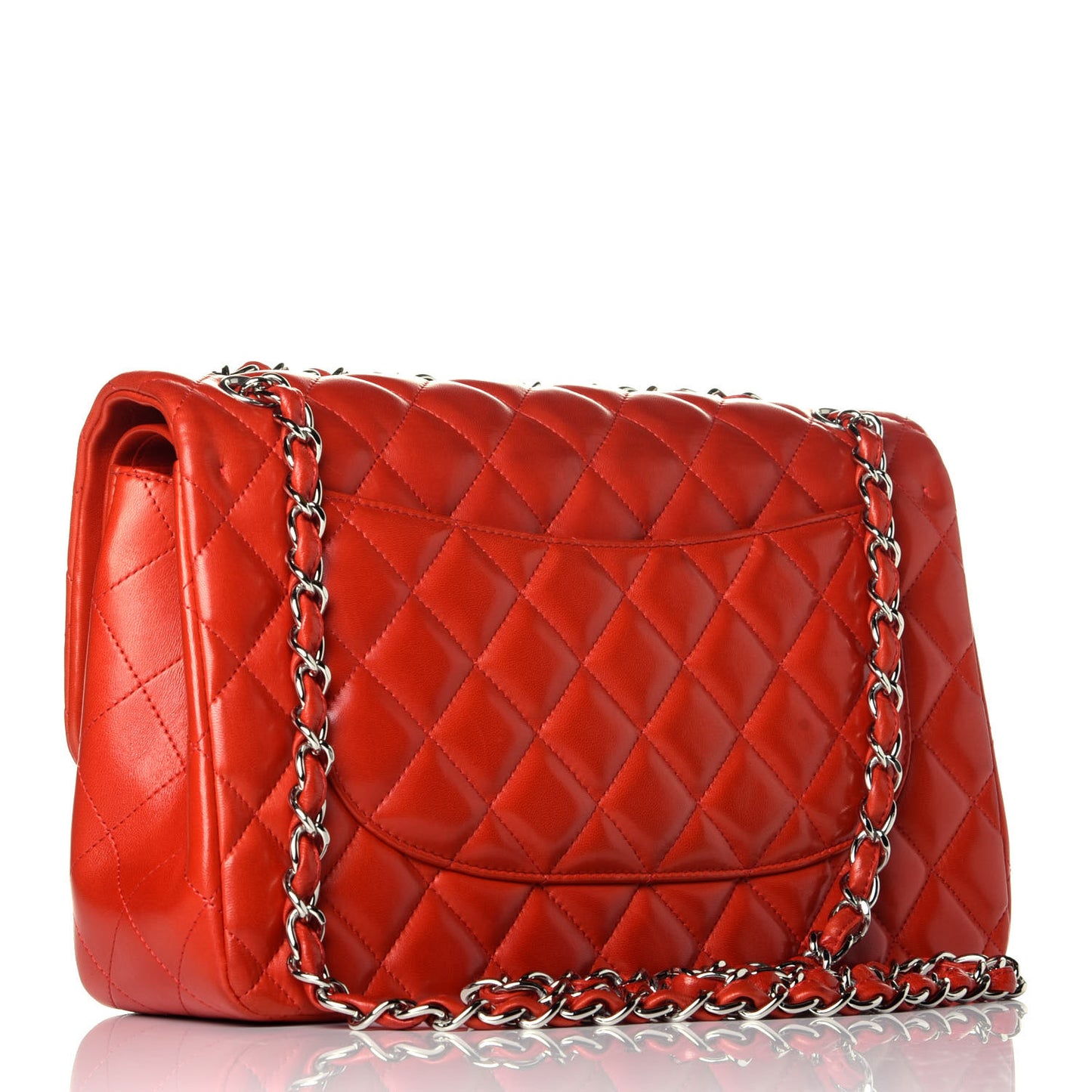 Lambskin Quilted Jumbo Double Flap Red