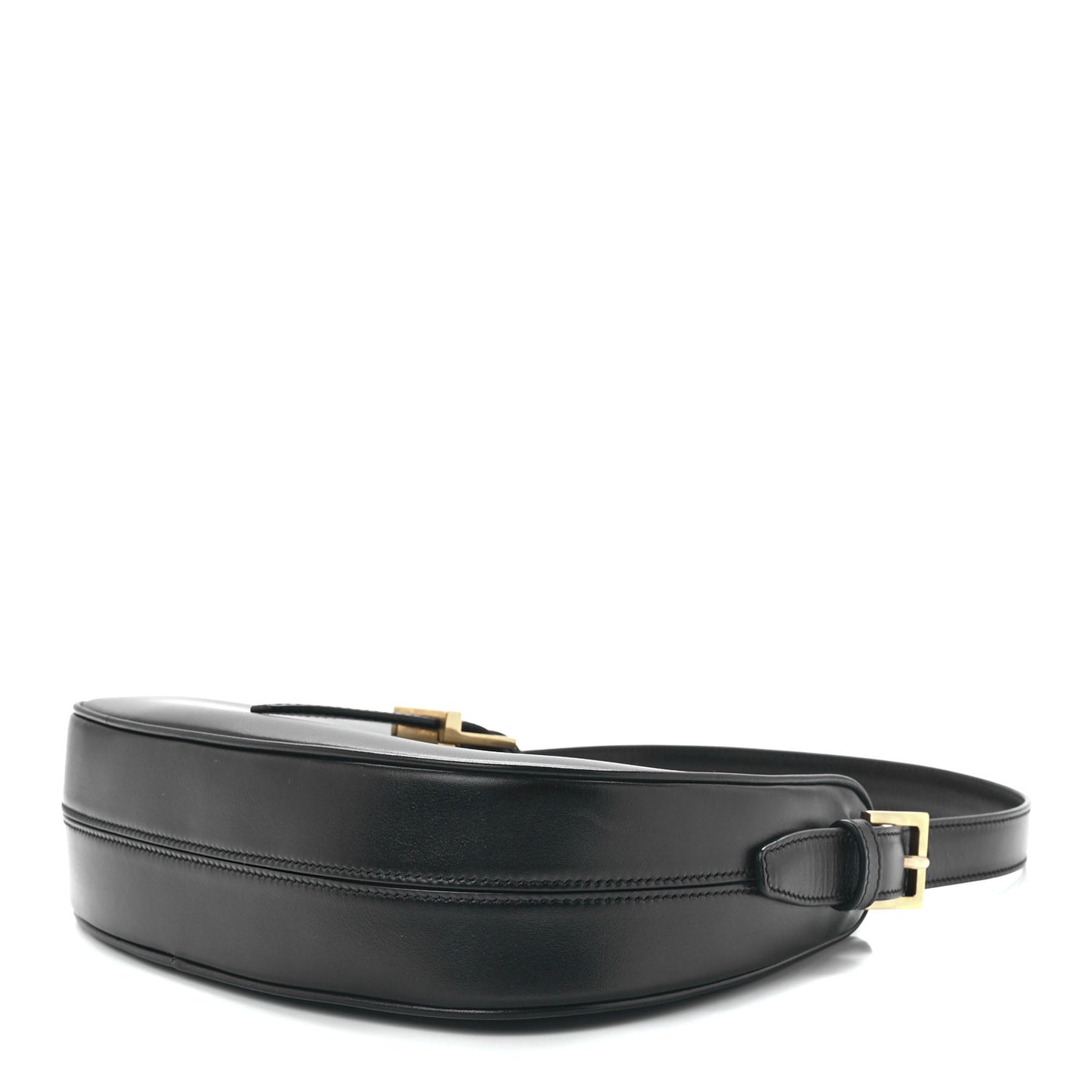 Shiny Calfskin Le Fermoir Hobo Black