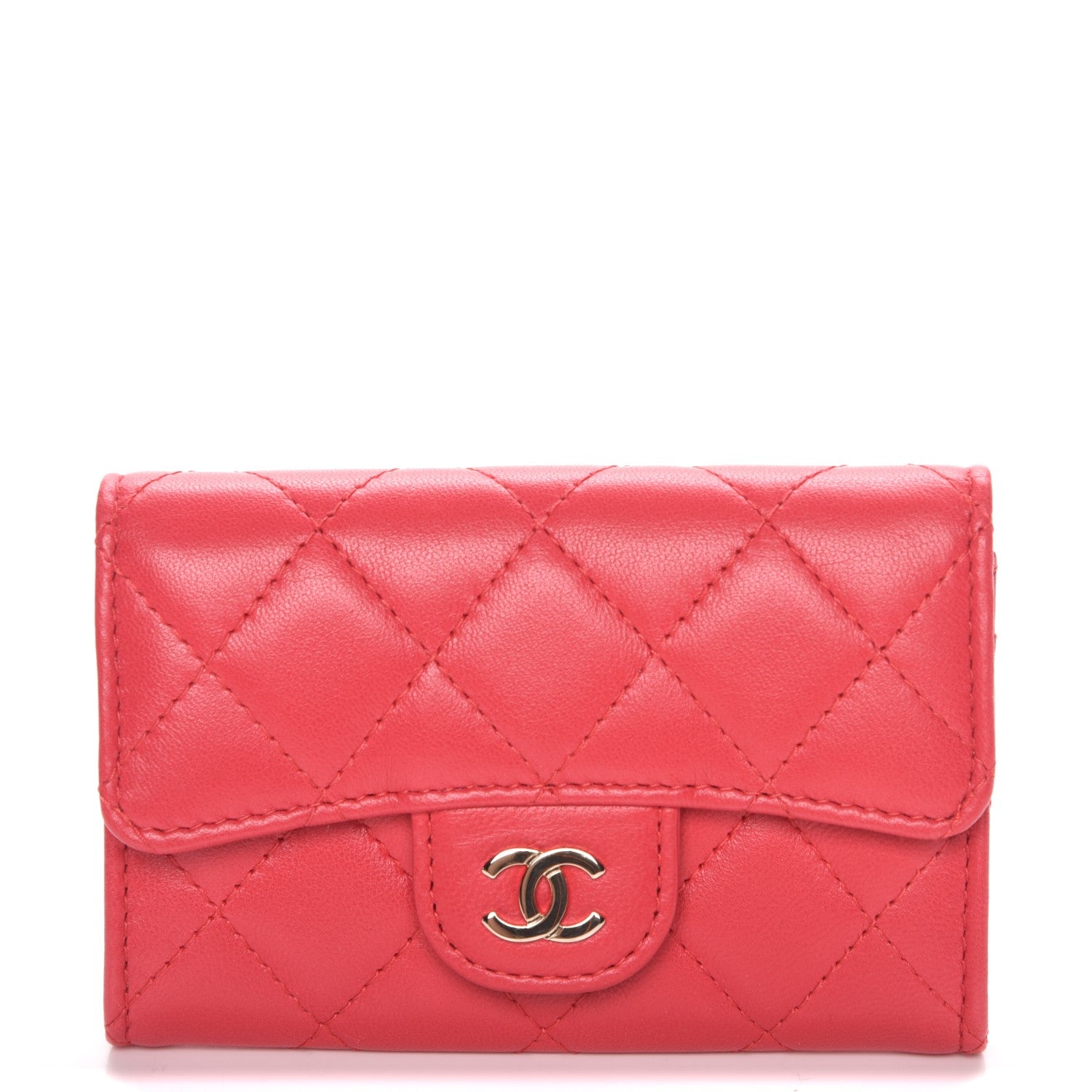 Chanel Lambskin Quilted Card Holder Light Red 1 of 9