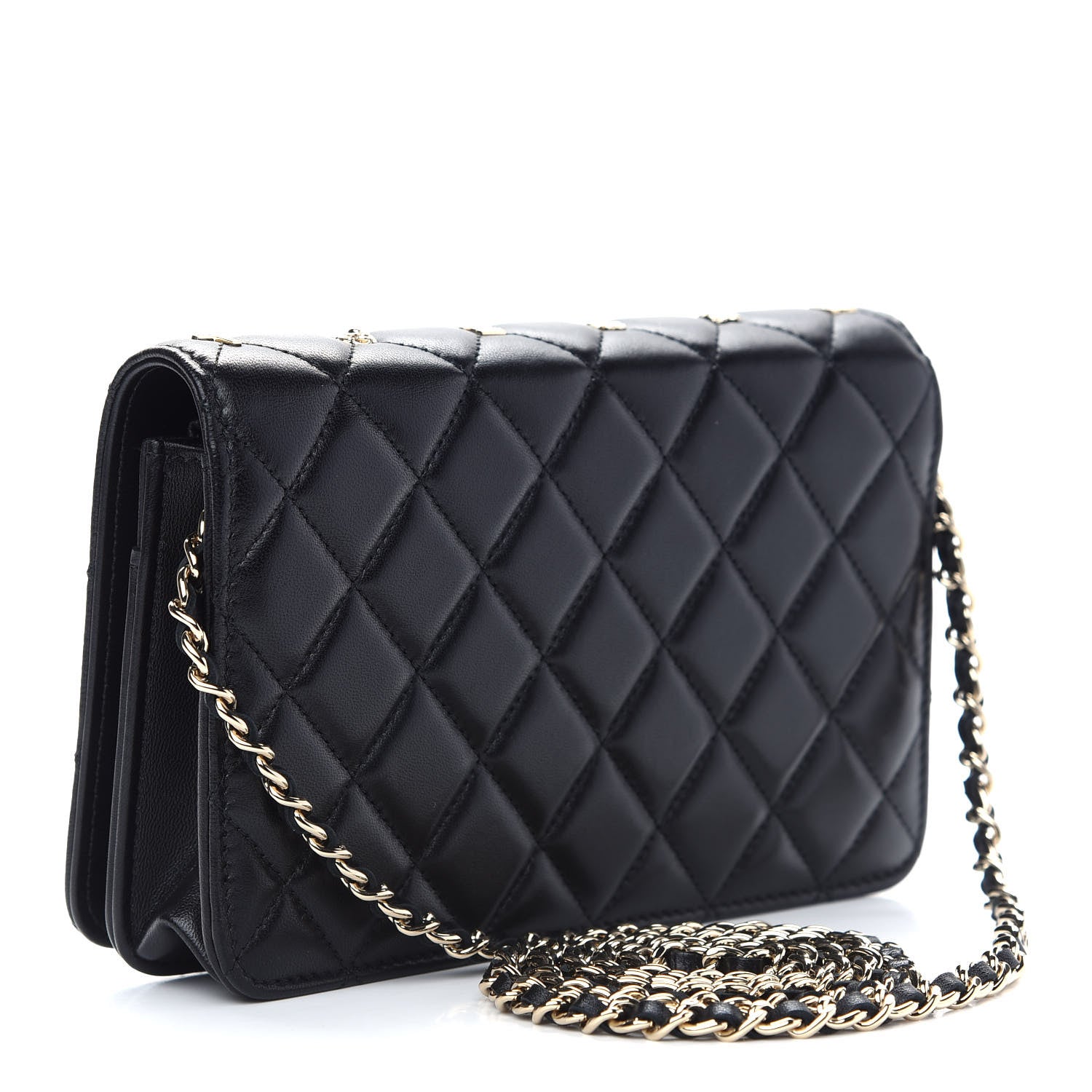 Chanel Lambskin Quilted All About Chanel Wallet On Chain WOC Black 3 of 10