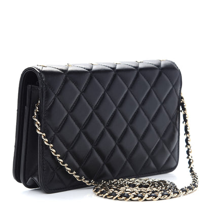 Chanel Lambskin Quilted All About Chanel Wallet On Chain WOC Black 3 of 10