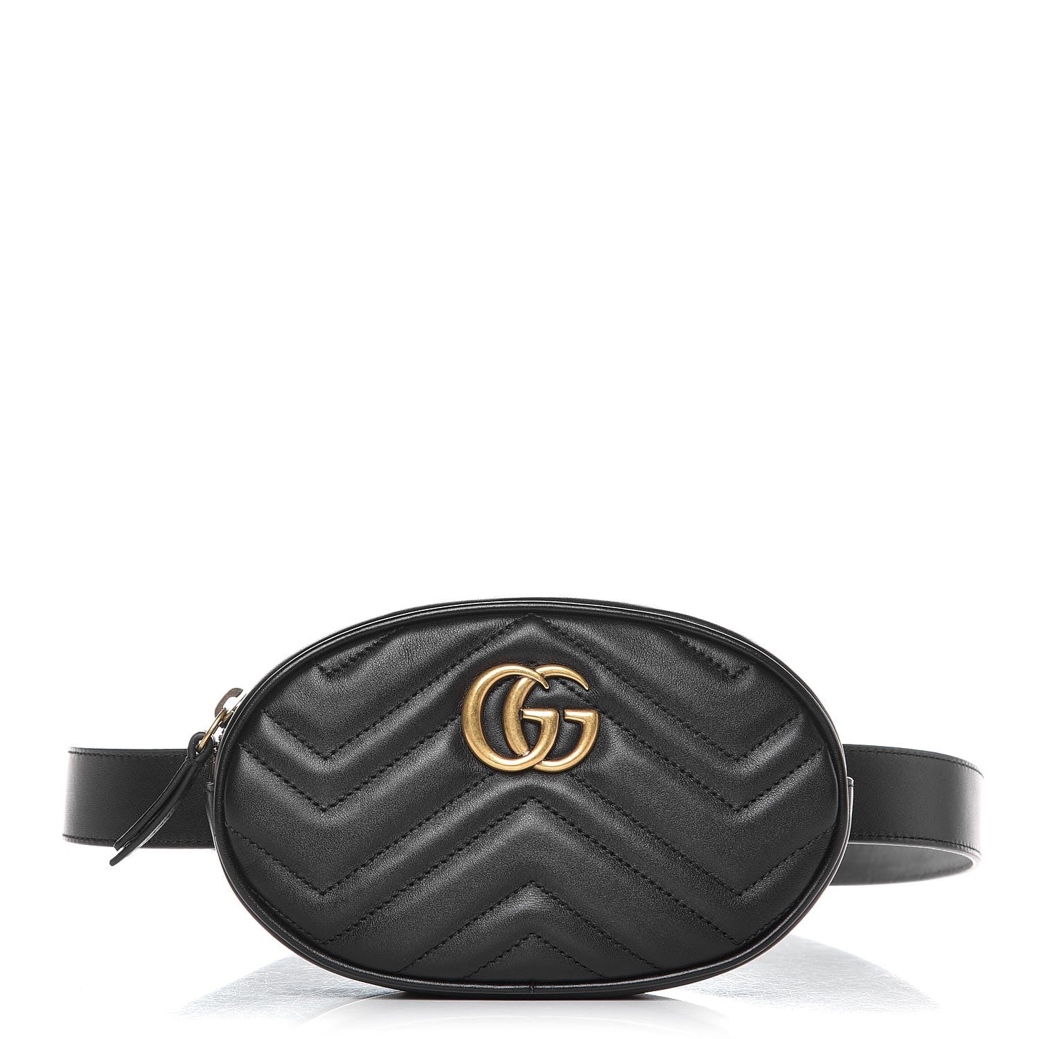 Gucci Calfskin Matelasse GG Marmont Belt Bag 95 38 Black 1 of 11