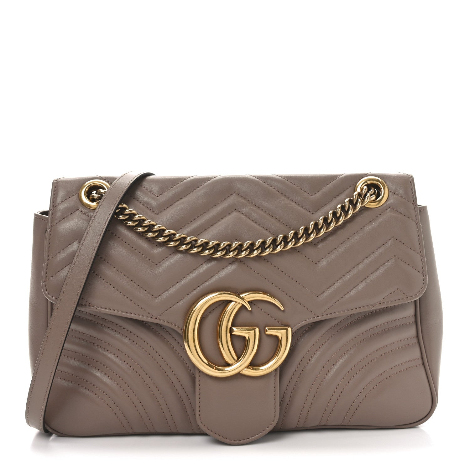 Gucci Calfskin Matelasse Medium GG Marmont Shoulder Bag Porcelain Rose 1 of 10