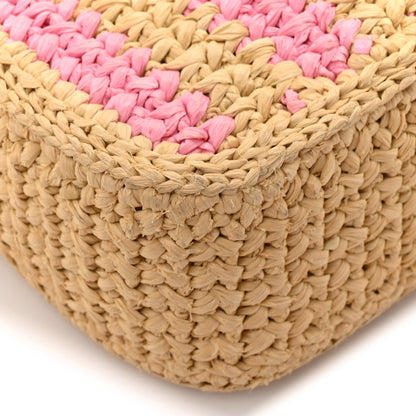 Prada Yarn Raffia Effect Crochet Striped Re-Edition 2005 Shoulder Bag Naturale Petalo 10 of 12