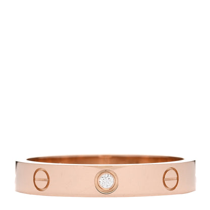 Cartier 18K Pink Gold Diamond 4mm LOVE Wedding Band Ring 63 10.25 1 of 5