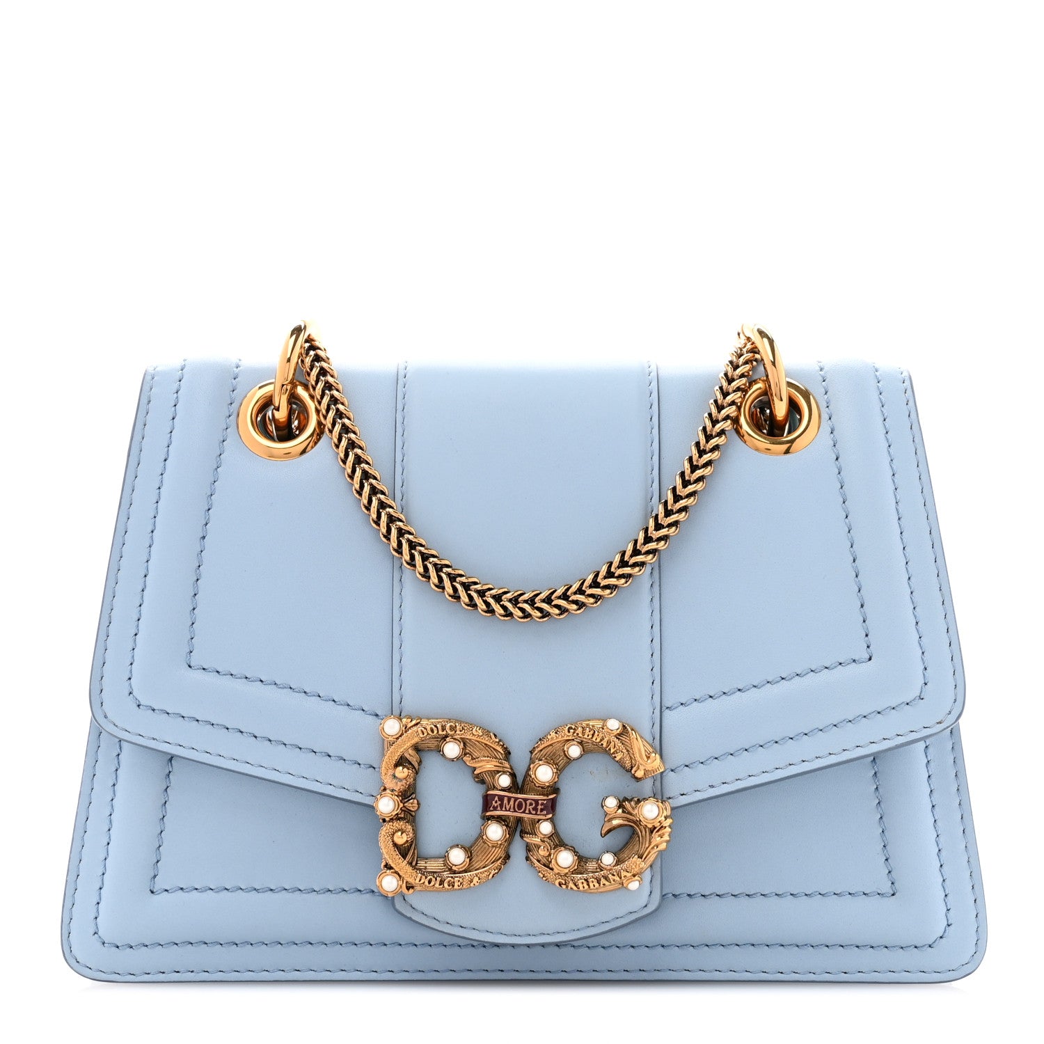 Dolce & Gabbana Smooth Calfskin Small DG Amore Envelope Bag Cielo 1 of 10