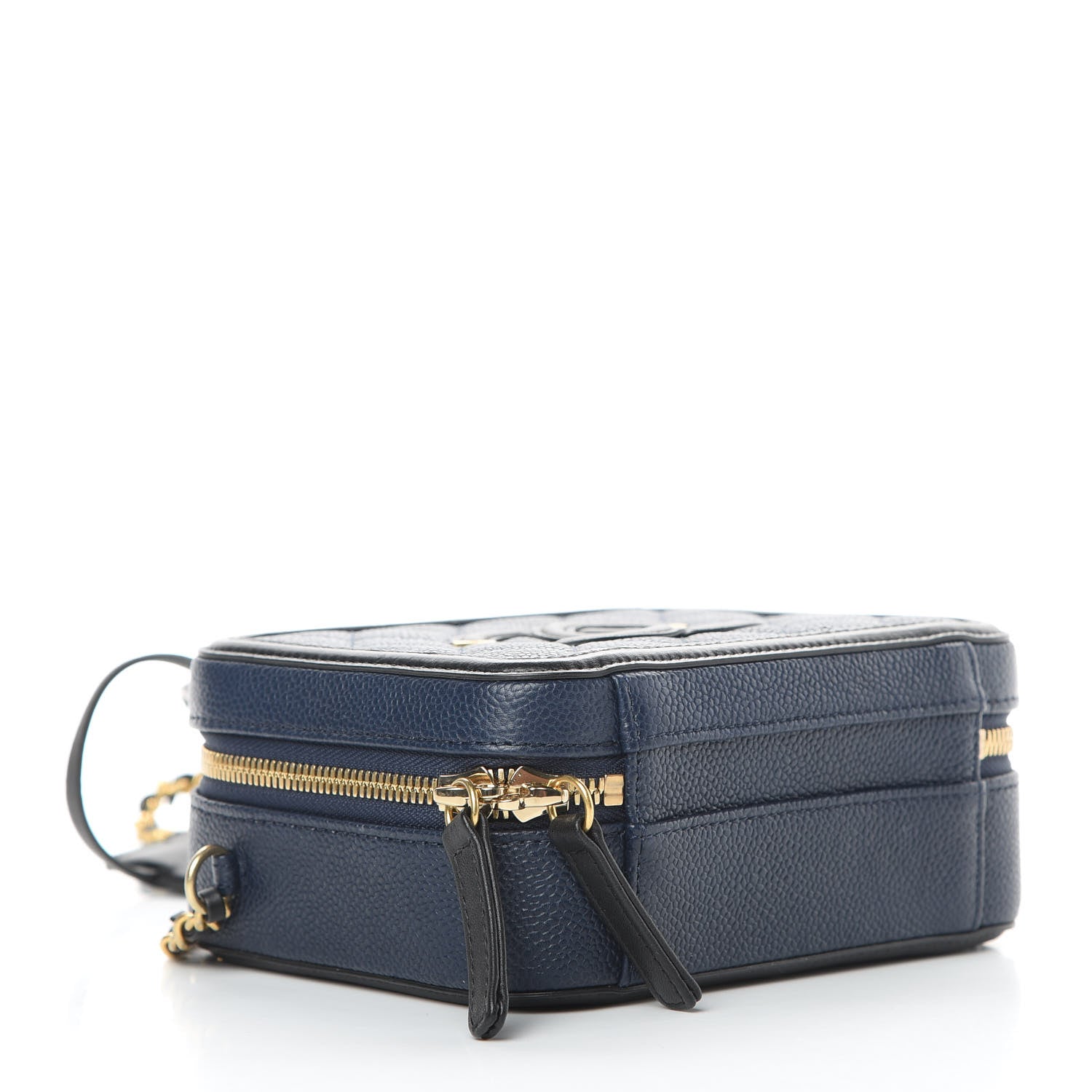 Chanel Caviar Quilted Small CC Filigree Vanity Case Navy Black 4 of 12