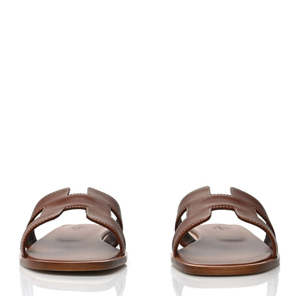 Hermes Box Calfskin Oran Sandals 37 Gold 2 of 9
