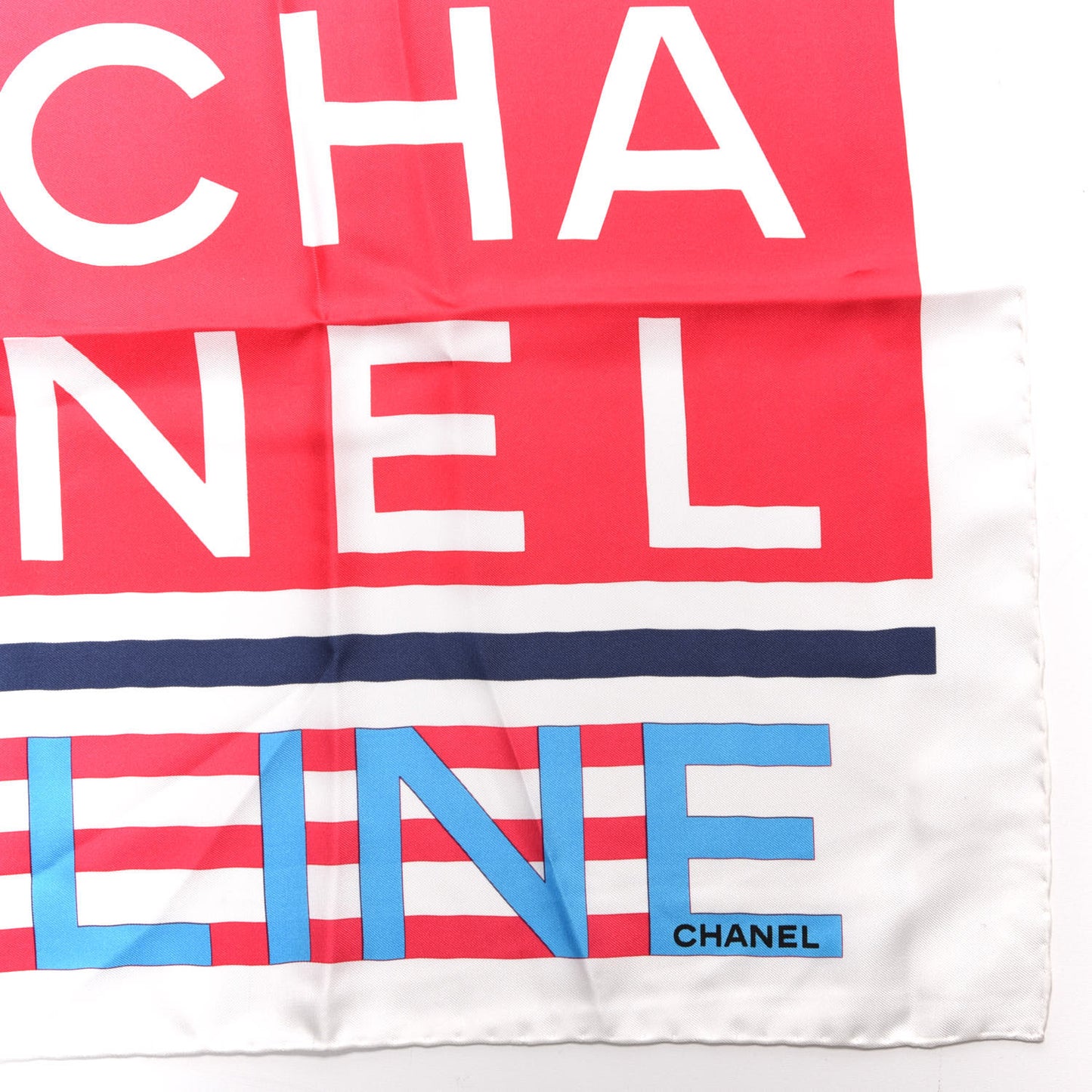 Silk Cruise Print CC Square Scarf Blue Red White
