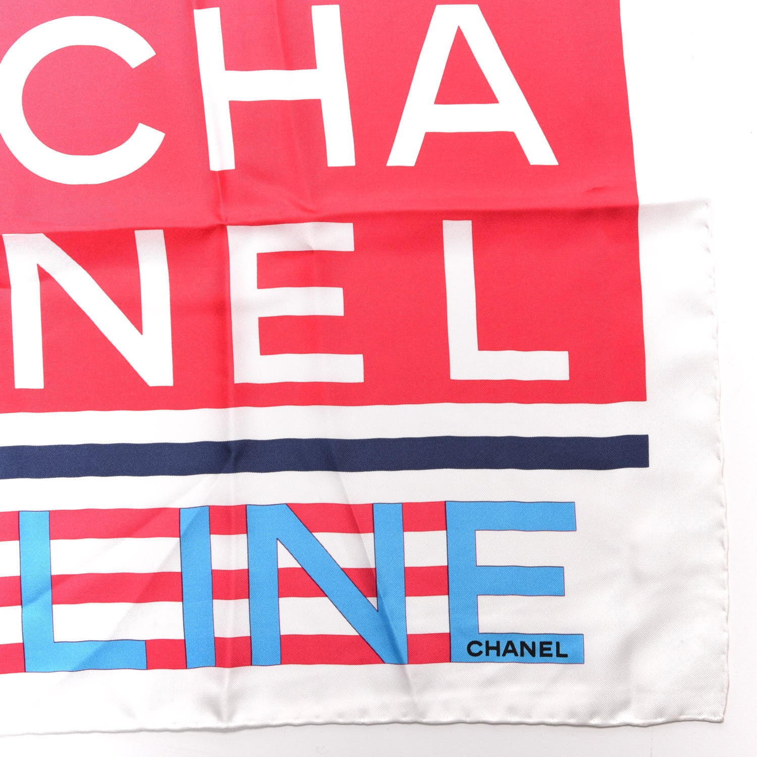 Chanel Silk Cruise Print CC Square Scarf Blue Red White 3 of 4