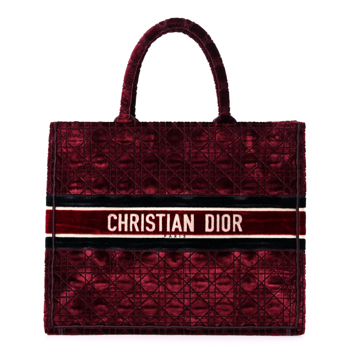Christian Dior Velvet Cannage Large Book Tote Burgundy 1 of 9