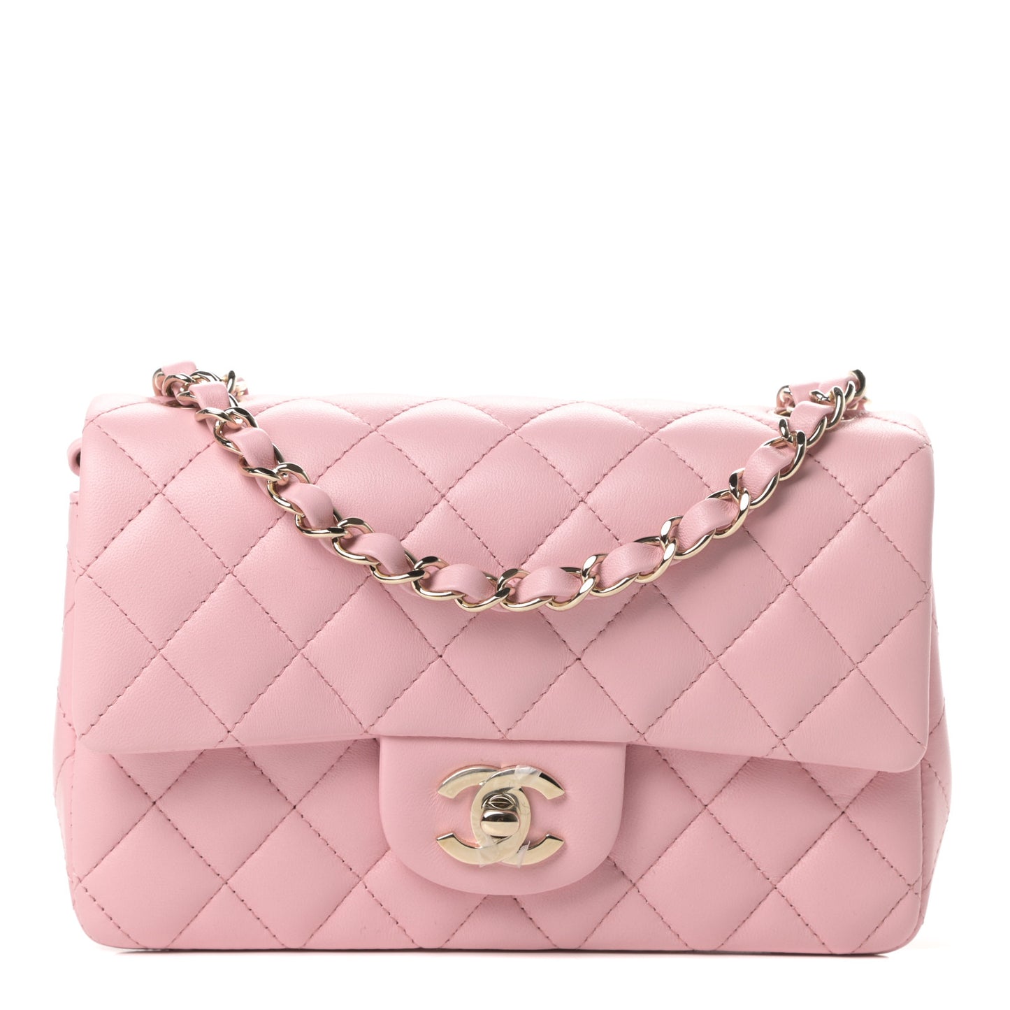 Lambskin Quilted Mini Rectangular Flap Pink