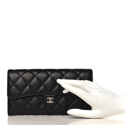 Chanel Lambskin Quilted Large Gusset Flap Wallet Black 2 of 9