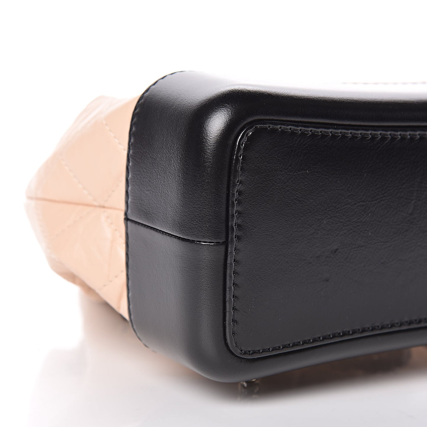 Aged Calfskin Quilted Gabrielle Backpack Beige Black