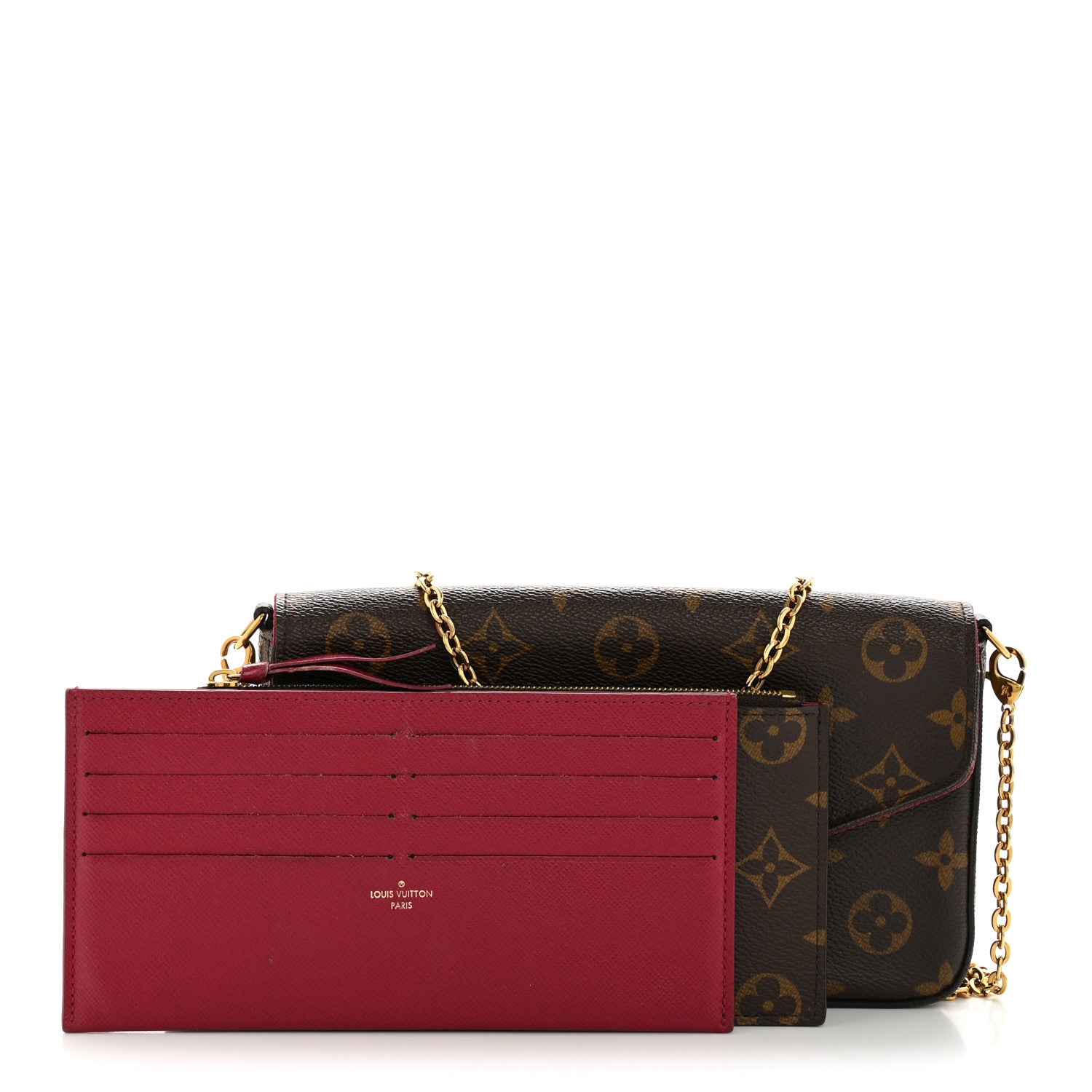 Louis Vuitton Monogram Pochette Felicie Chain Wallet Fuchsia 3 of 17