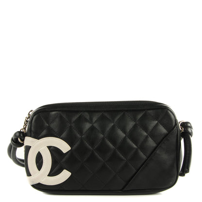 Chanel Calfskin Quilted Cambon Pochette Black White 1 of 7