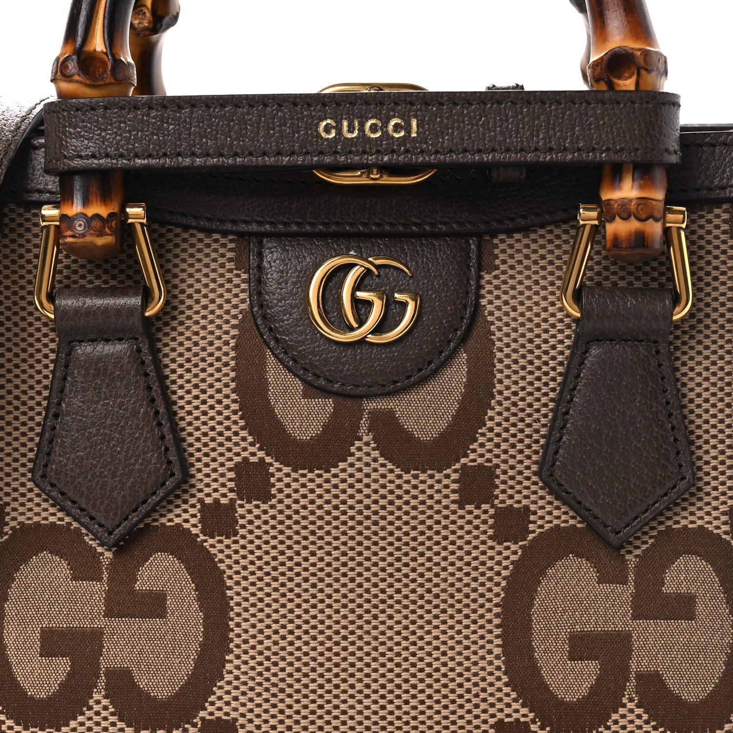 Gucci Monogram Jumbo GG Textured Dollar Calfskin Mini Diana Tote