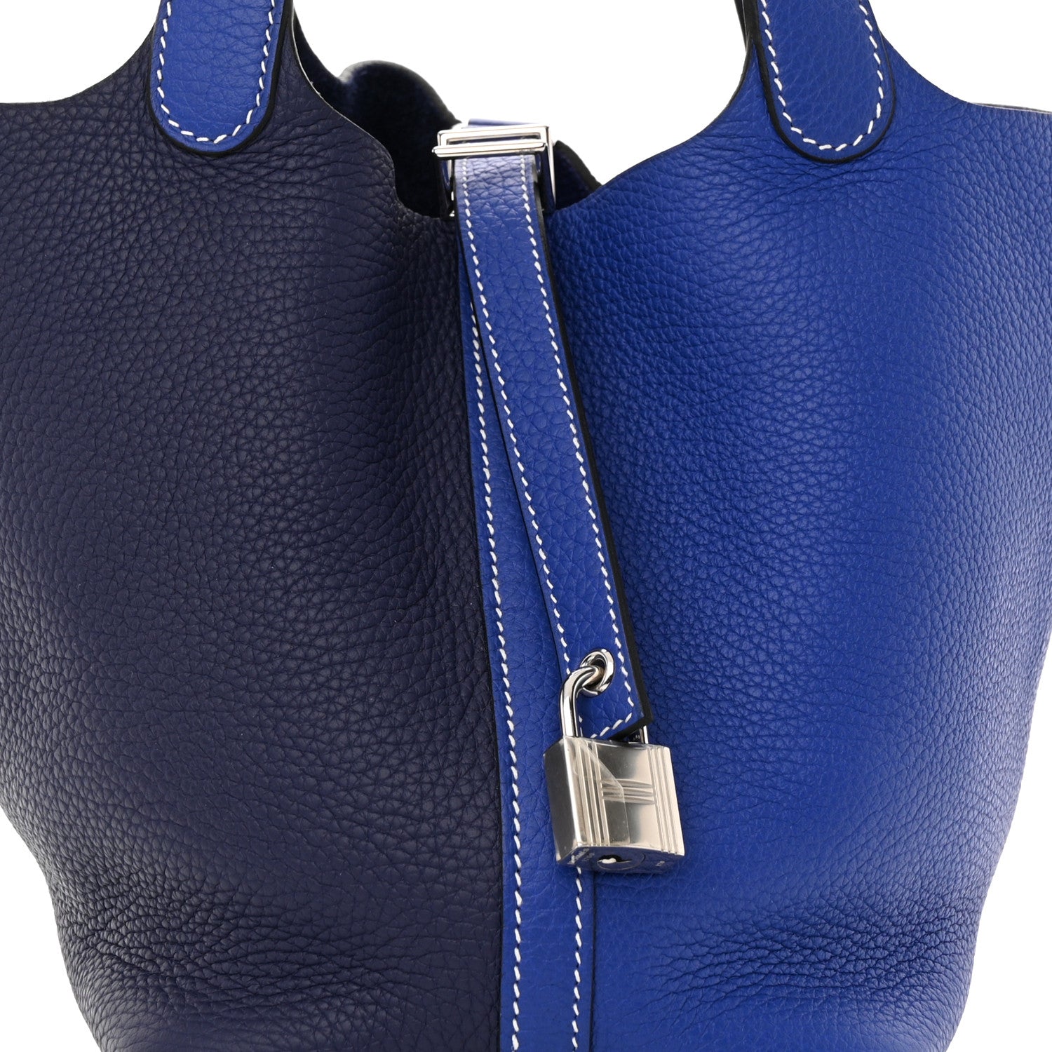 Hermes Taurillon Clemence Casaque Picotin Lock 18 PM Bleu Electrique Bleu Encre 8 of 10