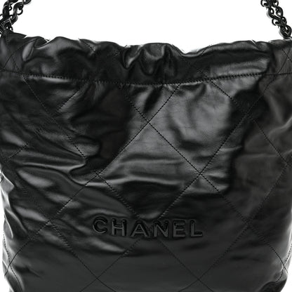 Chanel Shiny Calfskin Quilted Small Chanel 22 So Black 9 of 11
