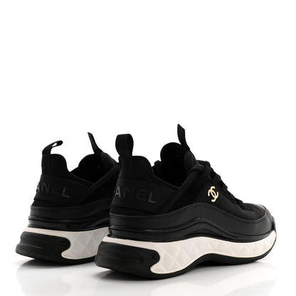 Chanel Velvet Calfskin Mixed Fibers CC Sneakers 37 Black 4 of 8